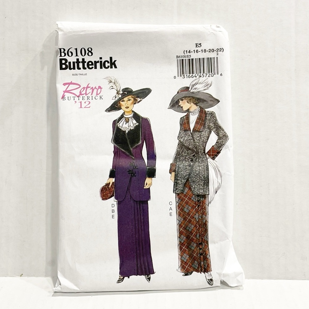 NEW‎ Butterick Sewing Pattern B6108 Retro 1912 Womens Suit Sz 14-22